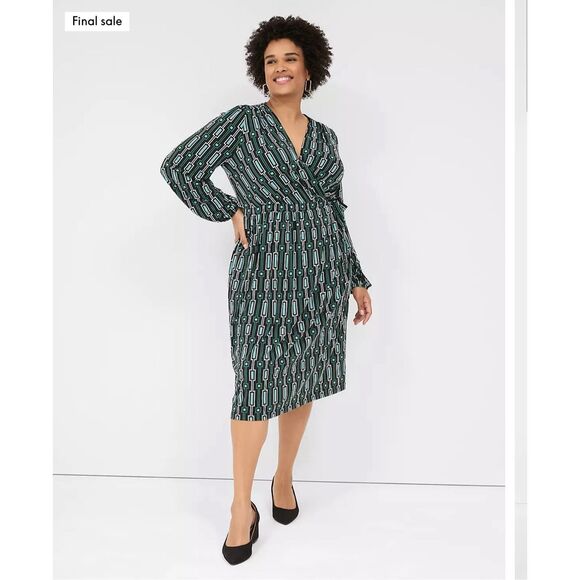 Lane Bryant faux wrap midi dress - Picture 1 of 7